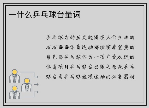 一什么乒乓球台量词