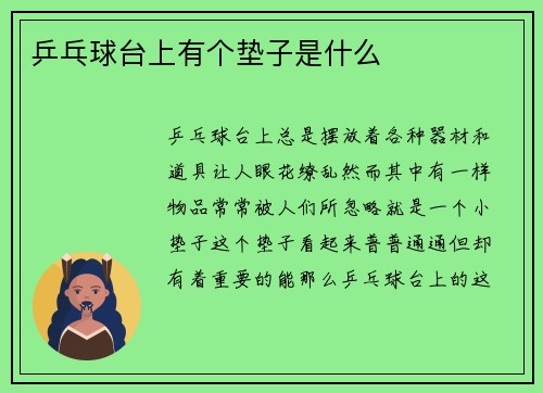 乒乓球台上有个垫子是什么