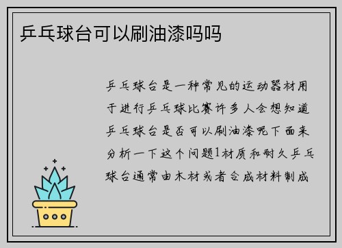 乒乓球台可以刷油漆吗吗