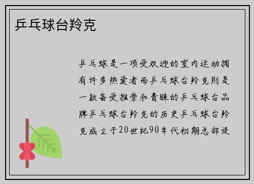 乒乓球台羚克