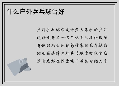 什么户外乒乓球台好